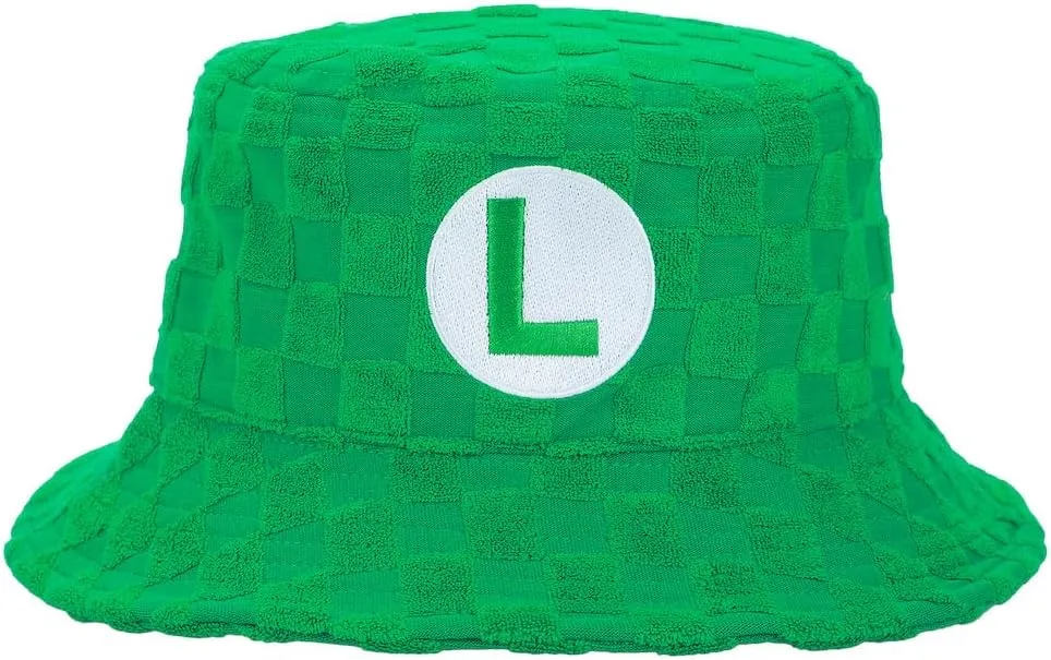 Super Mario Bros Logo Men's Checkered Bucket Hat