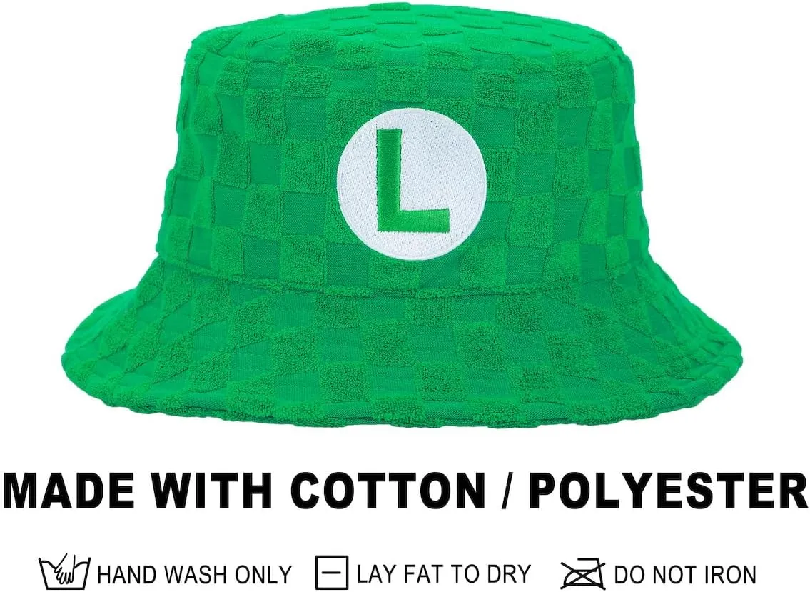 Super Mario Bros Logo Men's Checkered Bucket Hat