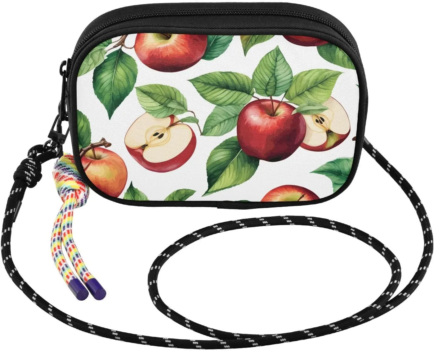 susiyo Watercolor Apple on White Crossbody Sling Bag with Adjustable Strap Small Crossbody Handbags Phone Purse for Women Men Girls Travel