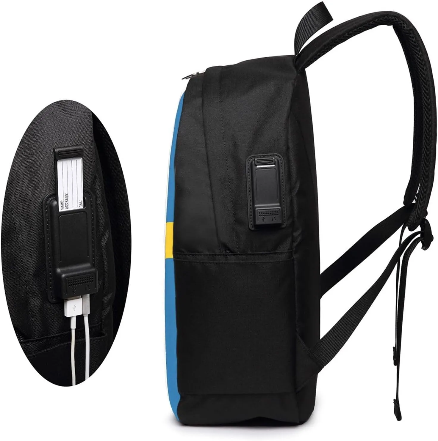 Swedish Sweden Flag Laptop Backpacks Travel Backpack Casual Business Daypack Sport Rucksack Computer Bag Fits up to 17 Inch Notebook with USB Port