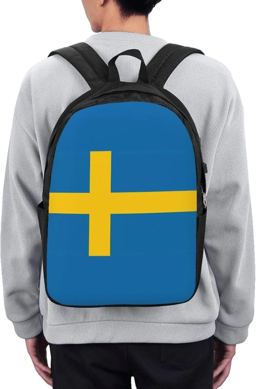 Swedish Sweden Flag Laptop Backpacks Travel Backpack Casual Business Daypack Sport Rucksack Computer Bag Fits up to 17 Inch Notebook with USB Port