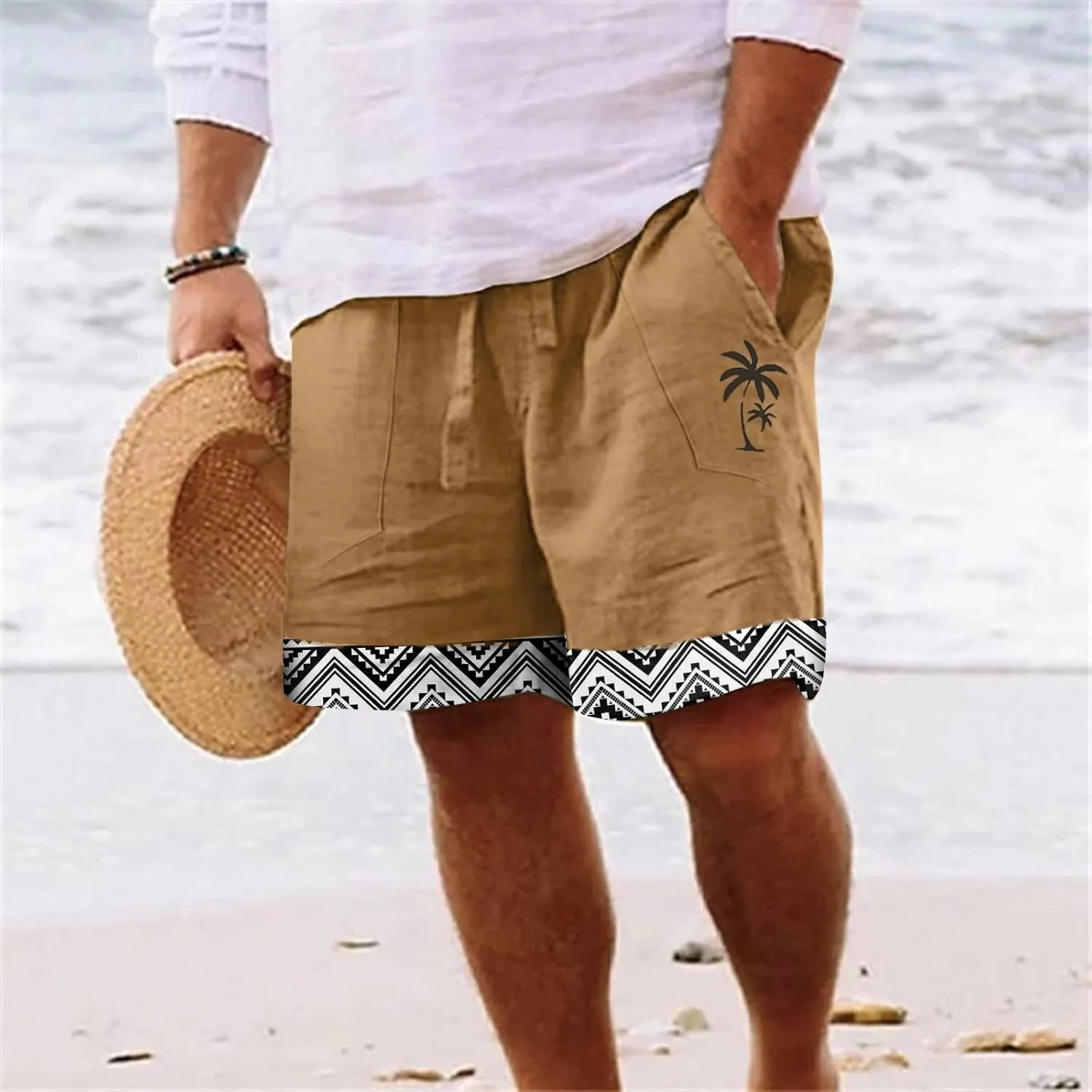 Swim Shorts Sweat Absorbent Breathable Beach Pants Bathing Suits for Men No Mesh Liner Big and Tall Swim Trunks for
