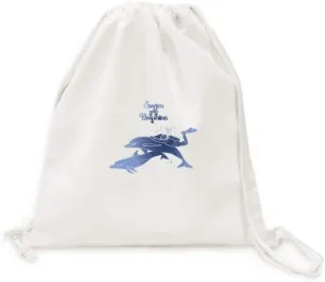Swim With Dolphins Illustrate Canvas Drawstring Backpack Travel Shopping Bags