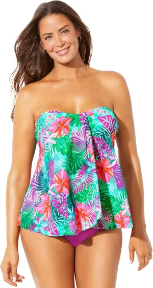 Swimsuits For All Flyaway Bandeau Tankini Set