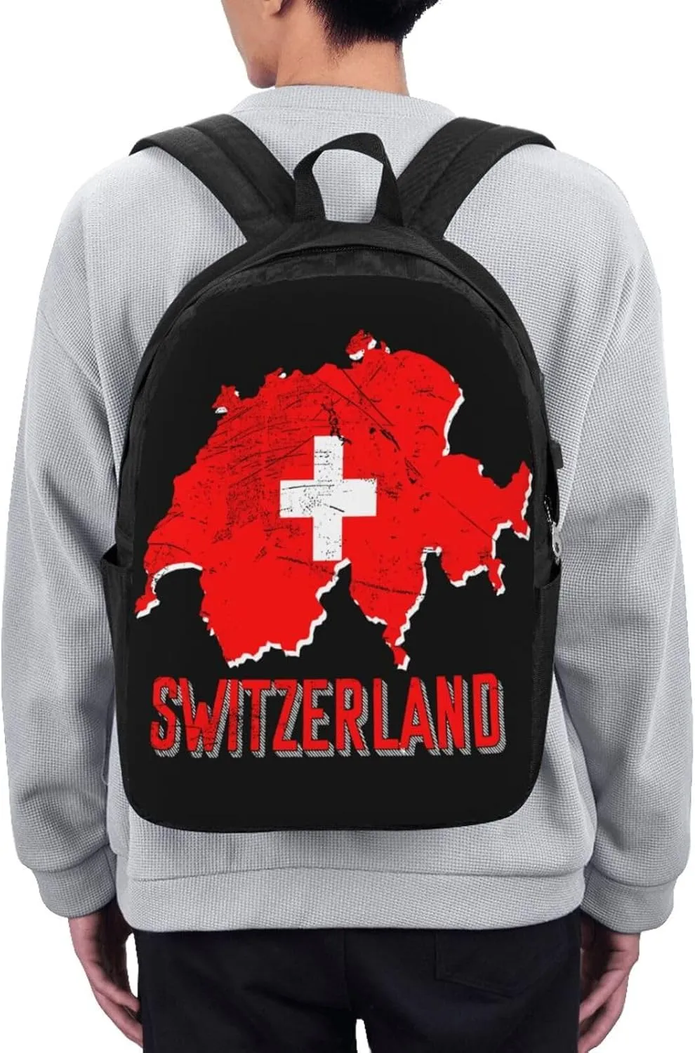 Switzerland Swiss Flag Map Laptop Backpacks Travel Backpack Casual Business Daypack Sport Rucksack Computer Bag Fits up to 17 Inch Notebook with USB Port
