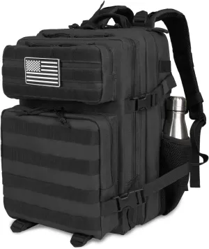 Tactical Backpack - 25L/35L/45L Military Tactical Backpack For Men Molle Daypack 3 Day Bug Out Bag Hiking Rucksack With Bottle Holder 35L Black Backpacks
