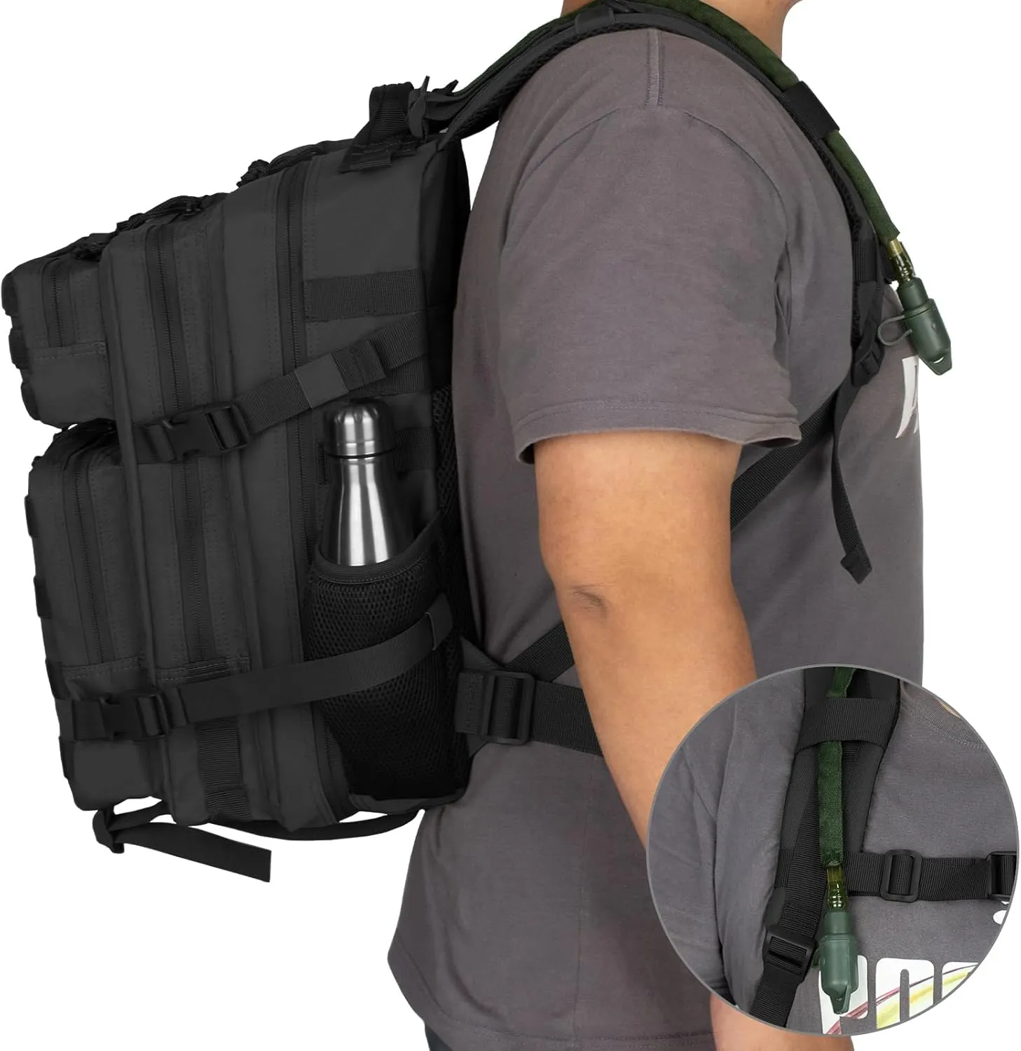 Tactical Backpack - 25L/35L/45L Military Tactical Backpack For Men Molle Daypack 3 Day Bug Out Bag Hiking Rucksack With Bottle Holder 35L Black Backpacks
