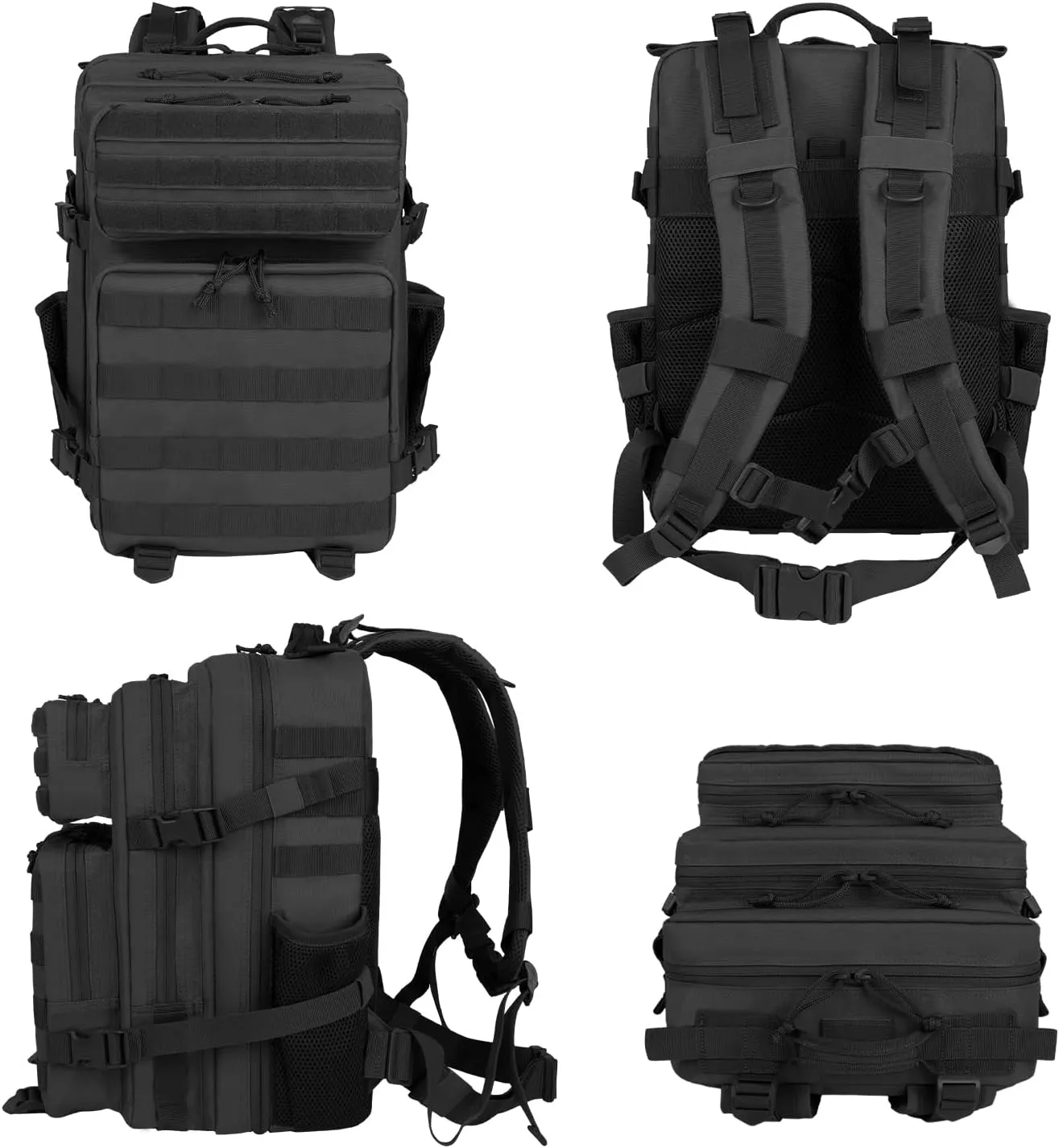 Tactical Backpack - 25L/35L/45L Military Tactical Backpack For Men Molle Daypack 3 Day Bug Out Bag Hiking Rucksack With Bottle Holder 35L Black Backpacks
