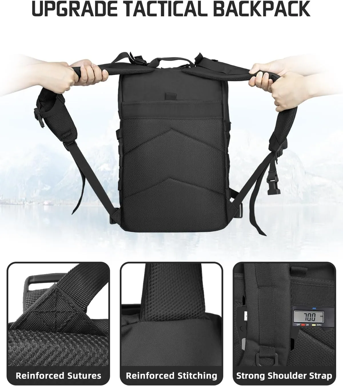 Tactical Backpack - 25L/35L/45L Military Tactical Backpack For Men Molle Daypack 3 Day Bug Out Bag Hiking Rucksack With Bottle Holder 35L Black Backpacks