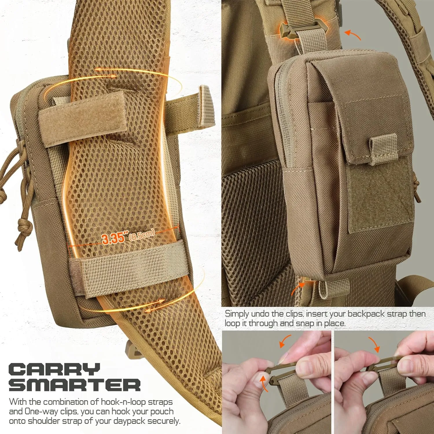 Tactical Backpack Accessories Pouch, Molle Accessories Shoulder Strap Attachment Pouches Utility EDC Phone Pouch Sport