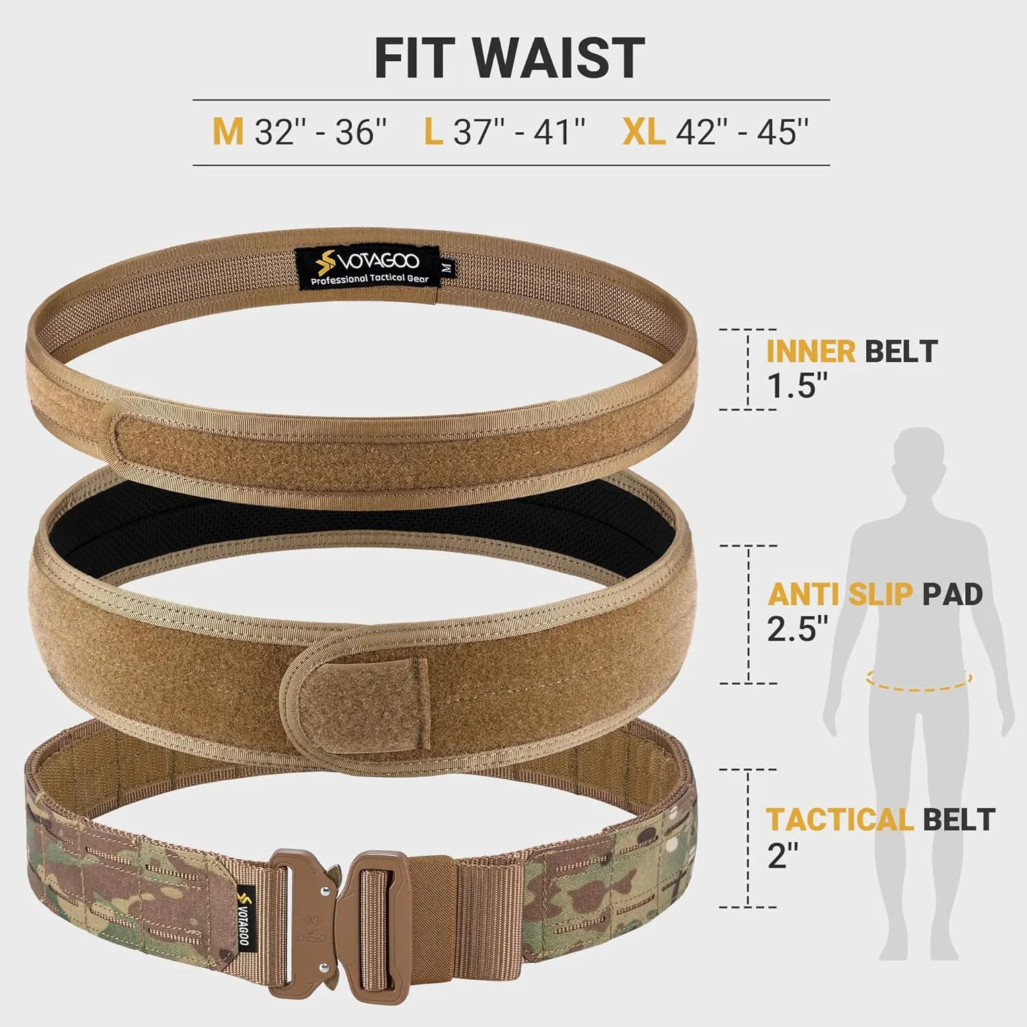 Tactical Battle Belt with Quick Release Buckle MOLLE System, Heavy Duty Gun Holster Belt