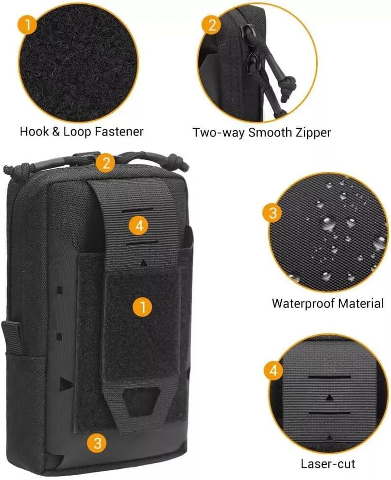 Tactical EDC Pouch Molle Utility Pouches Nylon Bag Outdoor Hunting Waist Pack Phone Holder Smartphone Pouch Gadget Organizer Tool Holster Pocket