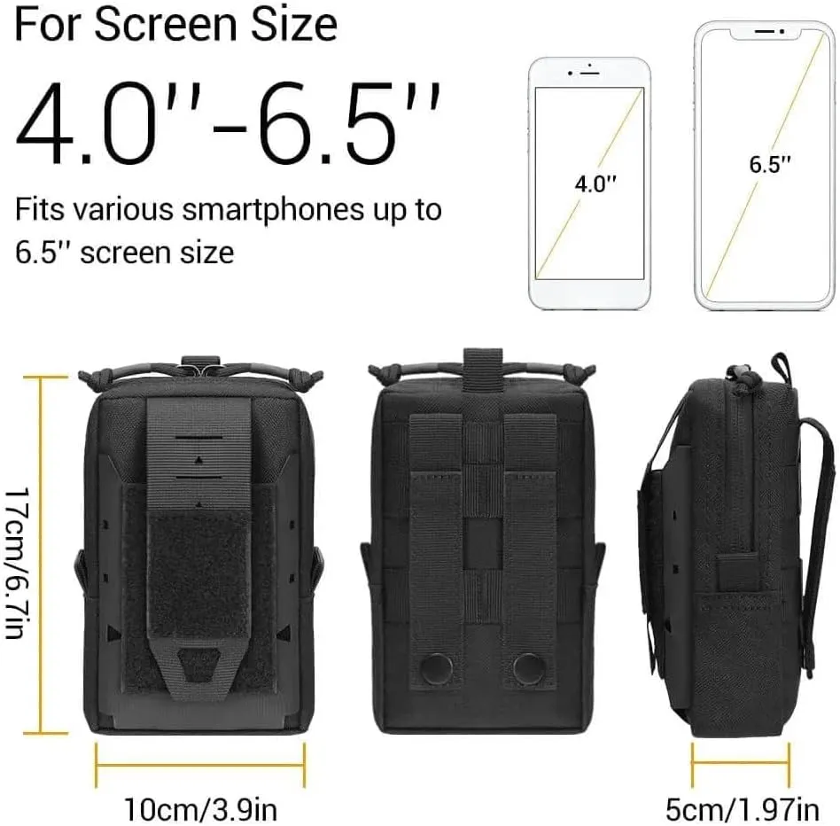 Tactical EDC Pouch Molle Utility Pouches Nylon Bag Outdoor Hunting Waist Pack Phone Holder Smartphone Pouch Gadget Organizer Tool Holster Pocket