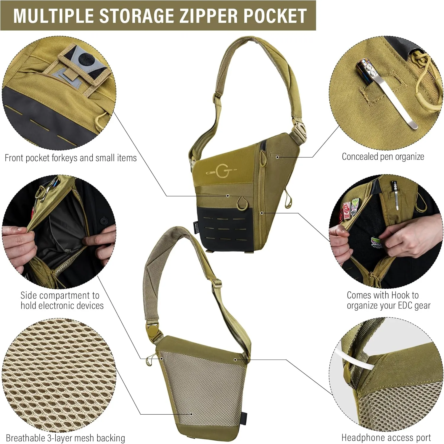 TACTICAL GEEK Lightweight Multipurpose Daypack for Daily Carry, Outdoor Sports, Hiking, Camping, Trekking