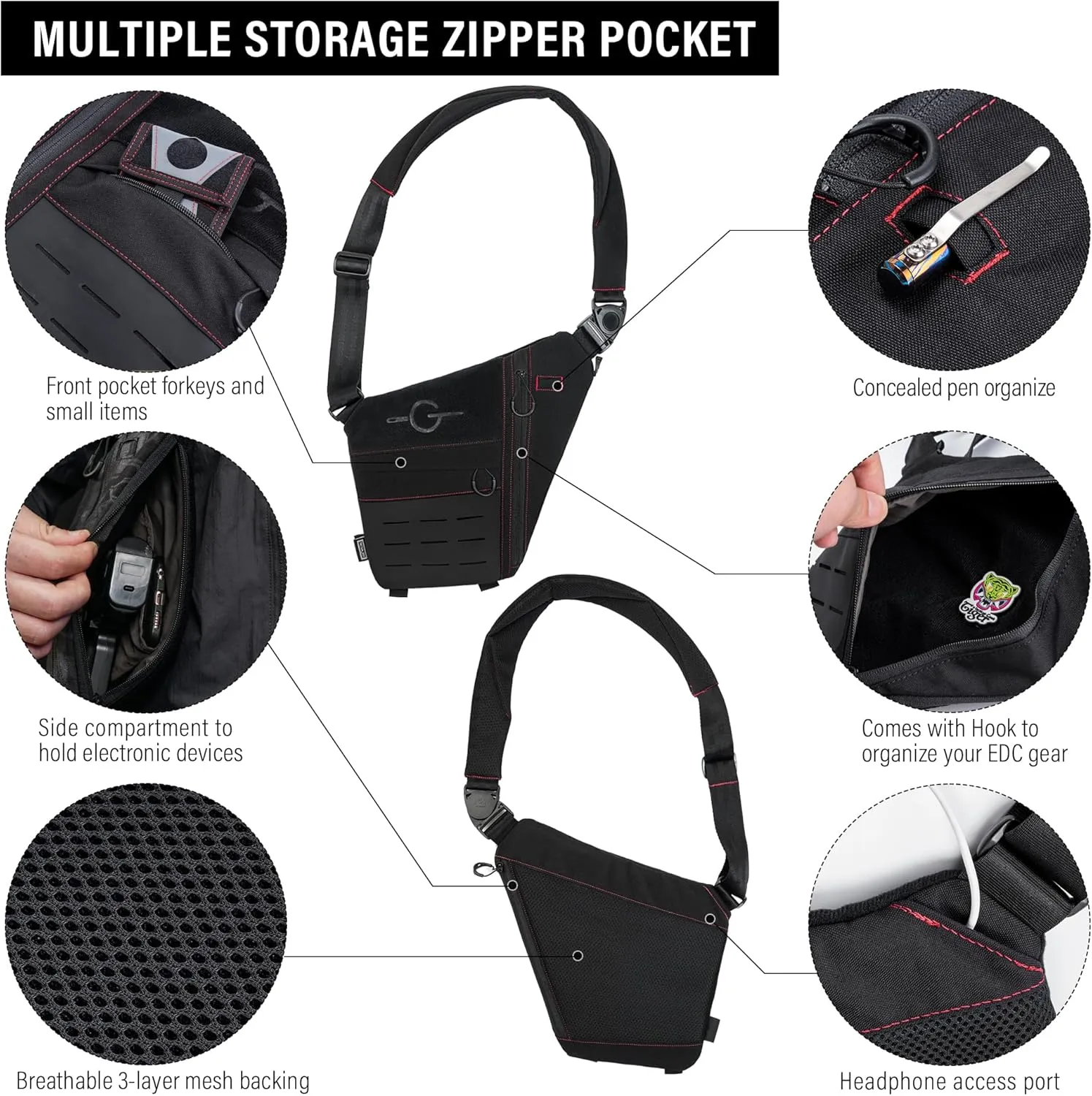 TACTICAL GEEK Lightweight Multipurpose Daypack for Daily Carry, Outdoor Sports, Hiking, Camping, Trekking