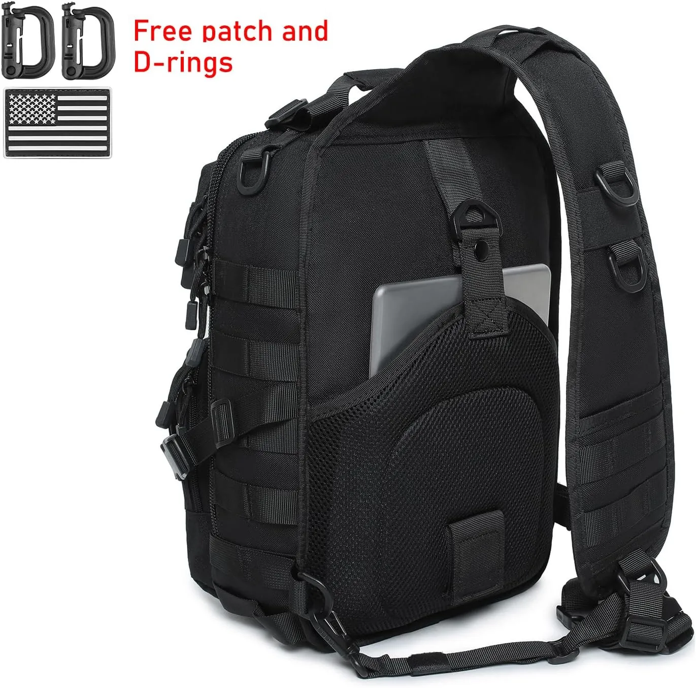 Tactical Sling Bag Backpack Military Rover Shoulder Sling Pack EDC Molle Range Bag Crossbody Chest Pack (Black)