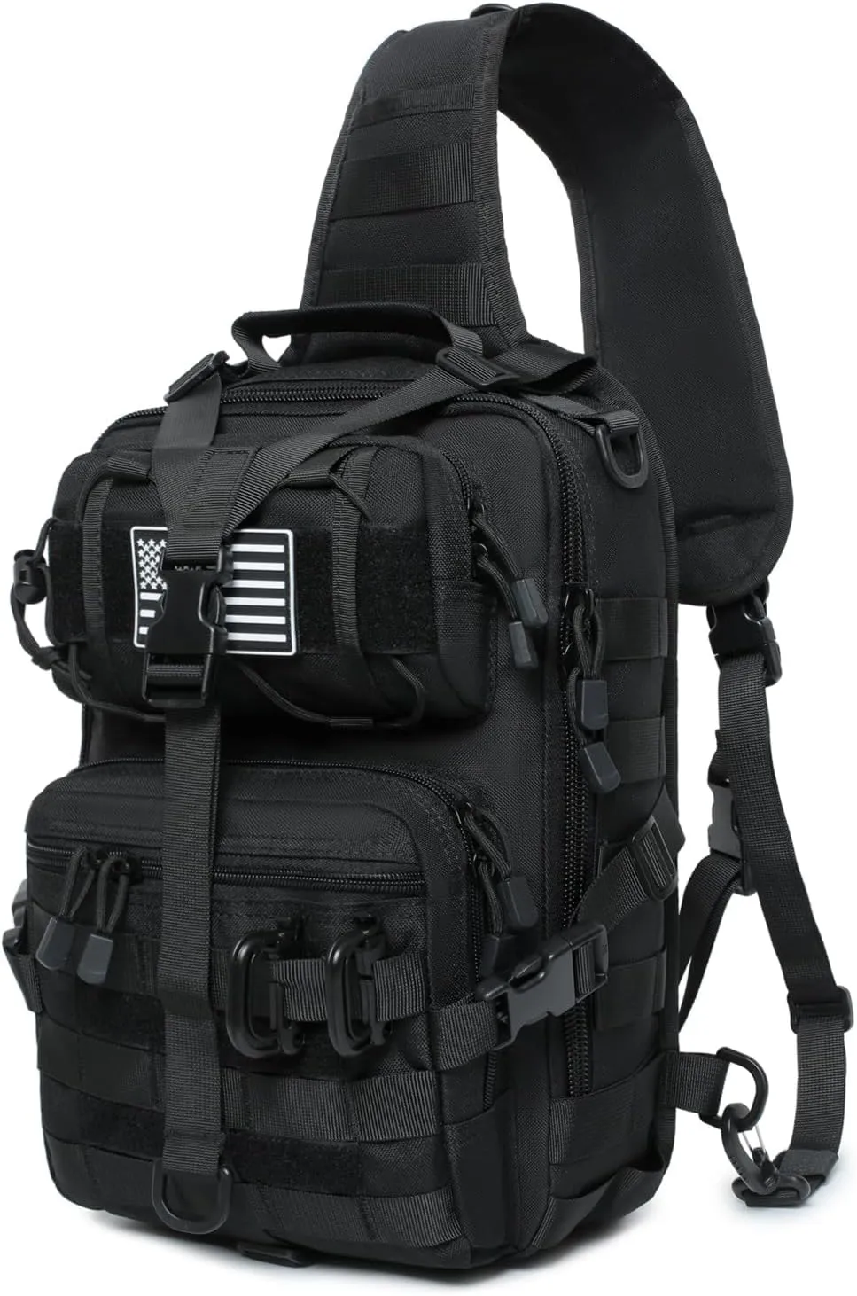 Tactical Sling Bag Backpack Military Rover Shoulder Sling Pack EDC Molle Range Bag Crossbody Chest Pack (Black)