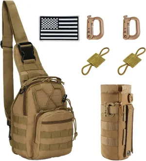 Tactical Sling Bag for Men，Tactical Shoulder Bag，Small Tactical Bag for Men (Khaki)
