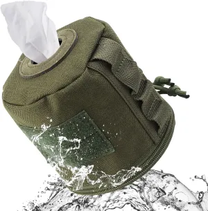 Tactical Toilet Paper Cover Waterproof Cat Proof Towel Holder Roll Paper Case Cover Portable and Foldable Paper Storage Bag with Molle Mount Webbing for Car Camping Outdoor Tent Travel