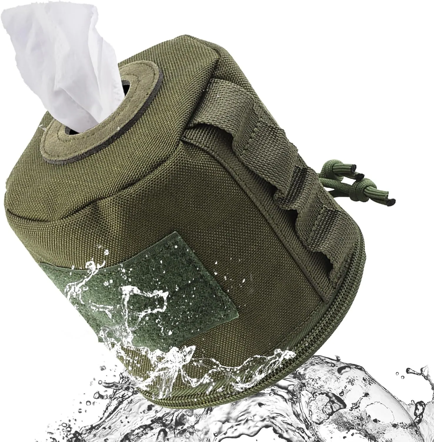 Tactical Toilet Paper Cover Waterproof Cat Proof Towel Holder Roll Paper Case Cover Portable and Foldable Paper Storage Bag with Molle Mount Webbing for Car Camping Outdoor Tent Travel