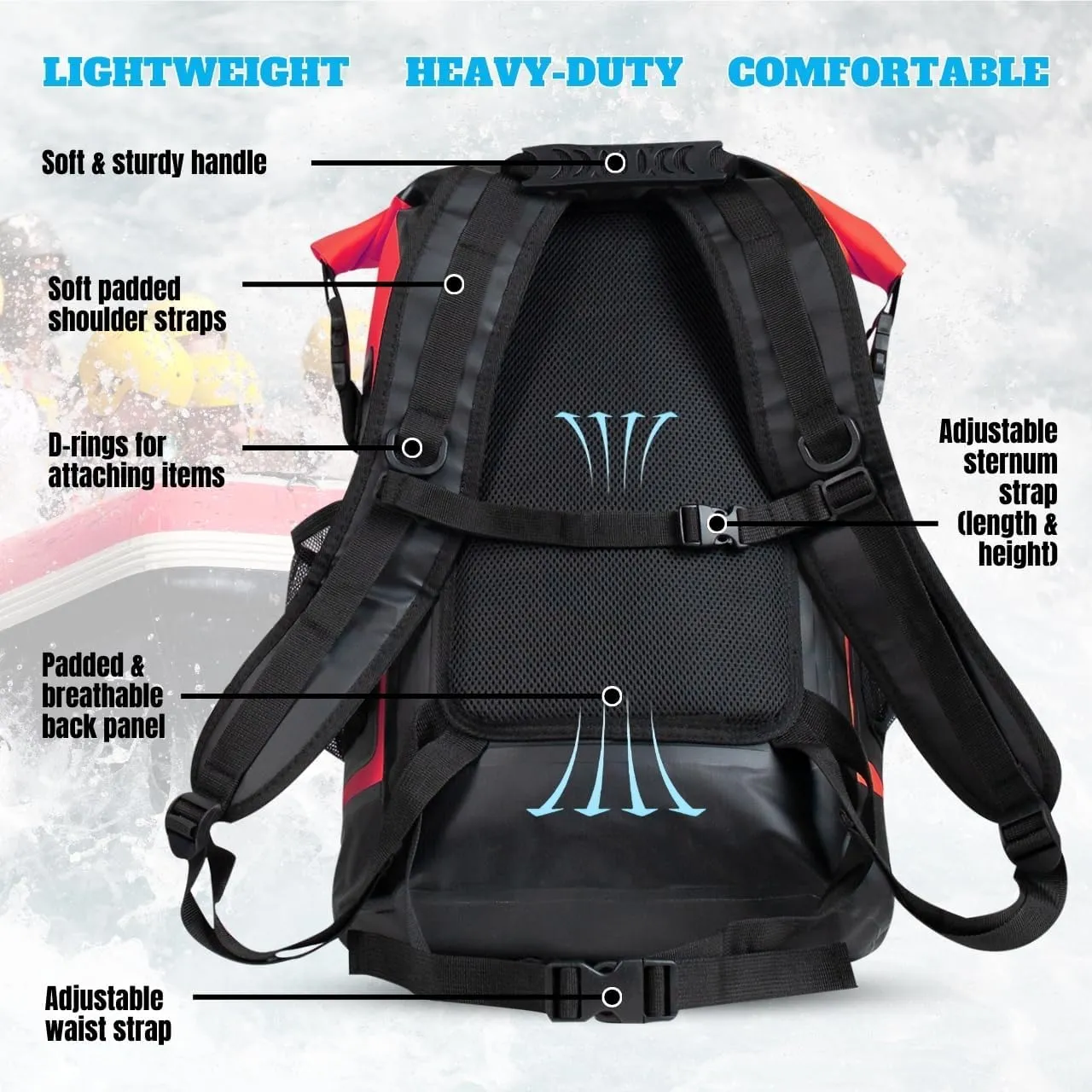 TACTIKO 30L Heavy-Duty 100% Waterproof Backpack, Roll Top Dry Bags for Kayaking, Hiking, Camping, Survival