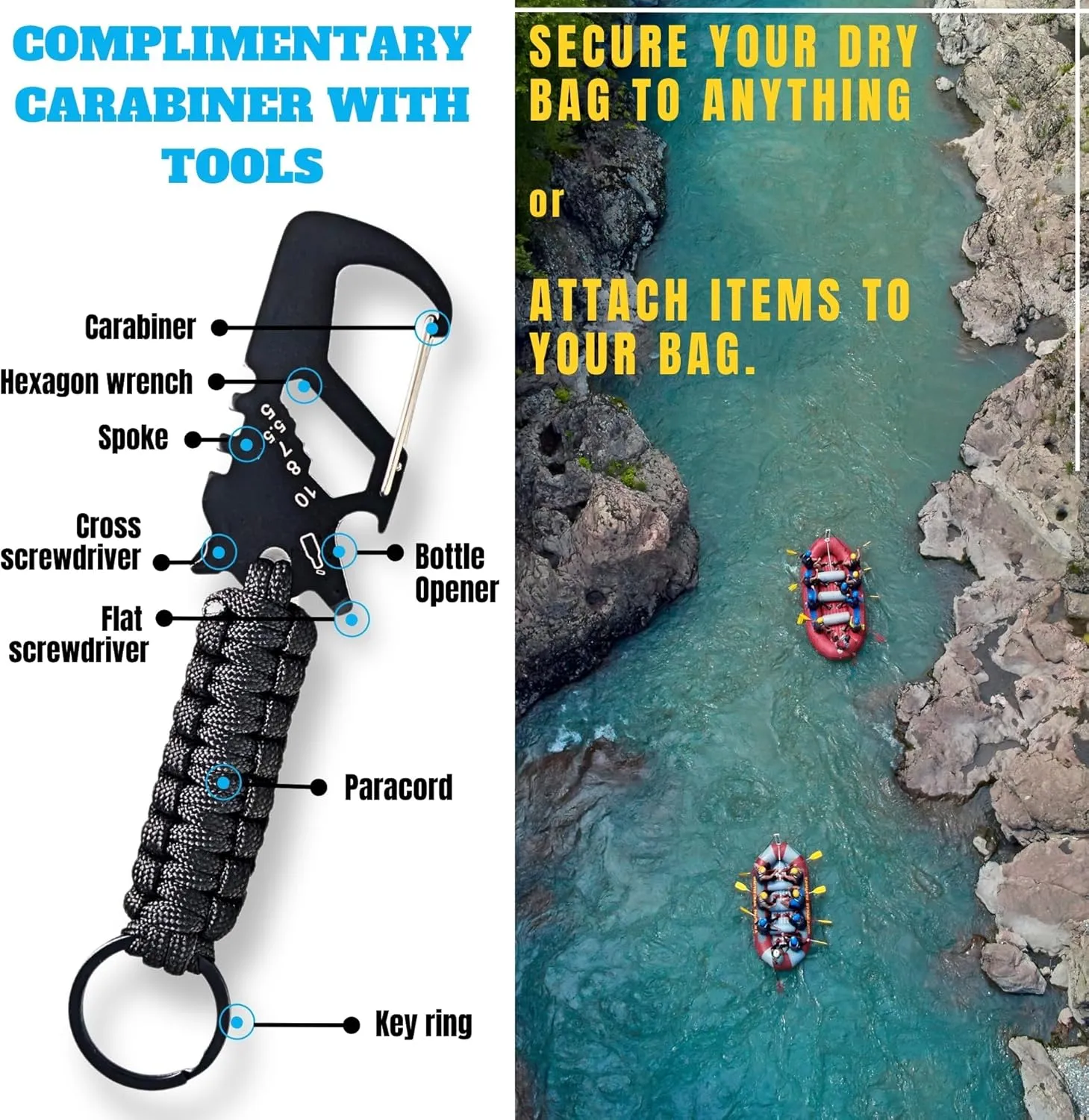 TACTIKO 30L Heavy-Duty 100% Waterproof Backpack, Roll Top Dry Bags for Kayaking, Hiking, Camping, Survival