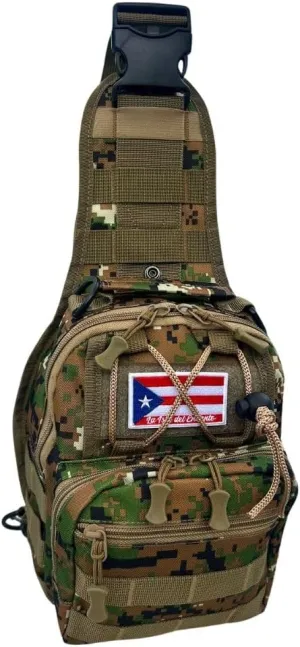 TAINOWEARS Tactical Sling Bag - Durable Polyester Nylon Shoulder Bag for Men, Unisex Adults & Kids, Ideal for Travelers & Students with Multiple Compartments - Banderas Design