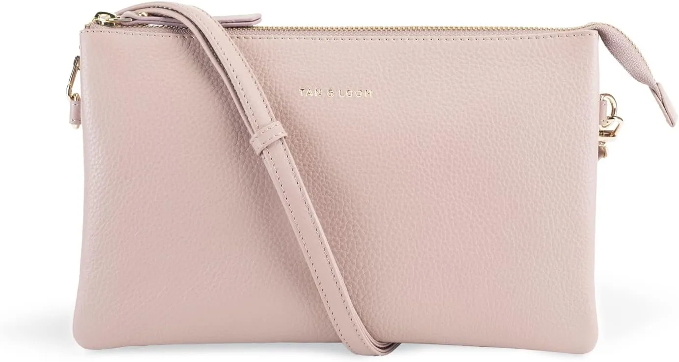 Tan & Loom Women's Genuine Leather Sling Bag | Crossbody Bag (Medium Nude Pink)