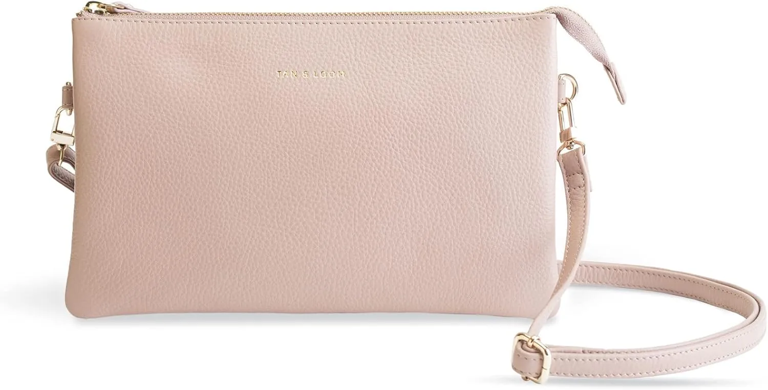 Tan & Loom Women's Genuine Leather Sling Bag | Crossbody Bag (Medium Nude Pink)