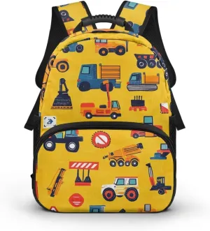 Technical Vehicle Backpack for Boys Large Capacity Bookbag with Compartment for Kids 15 Inch Polyester School Backpack Essentials for Preschool Knapsack