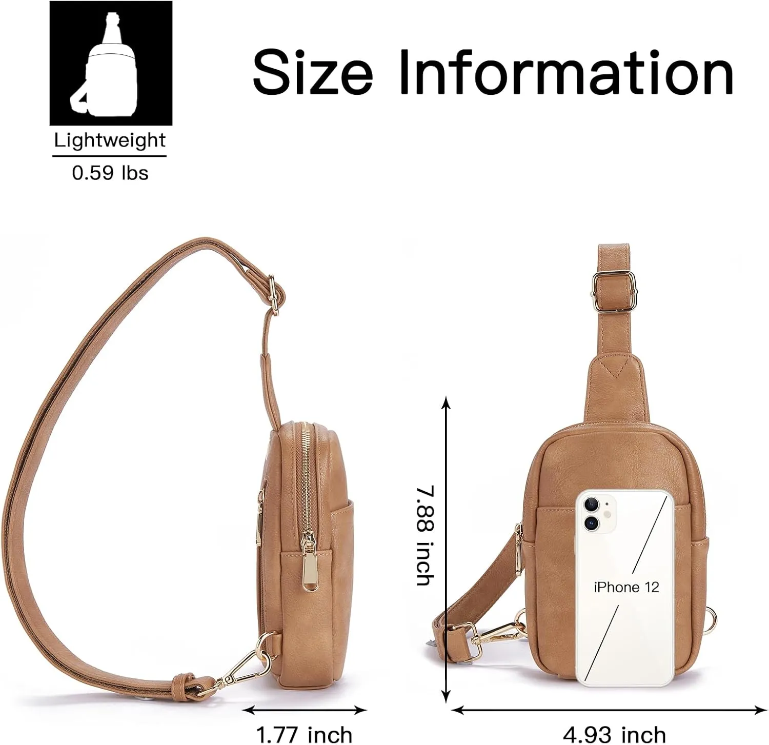 Telena Small Sling Bag for Women Leather Crossbody Fanny Packs Chest Bag for Women