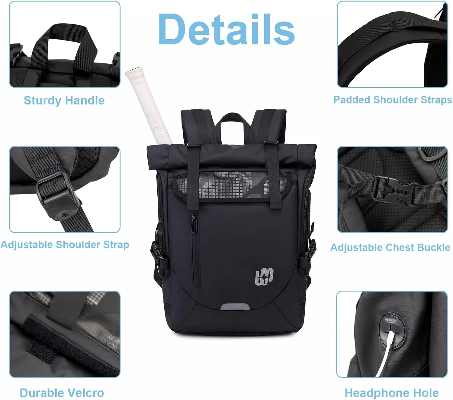 Tennis Bag Tennis Backpack for Women Men Holds 2 Rackets with Shoe Compartment, Large Pickleball Backpack Hold Tennis Racket, Pickleball Paddles, Badminton Racquet
