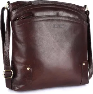 Terry Large Soft Real Leather Womens Crossbody Handbags and Purses-Triple Zip Premium Sling Crossover Shoulder Bag
