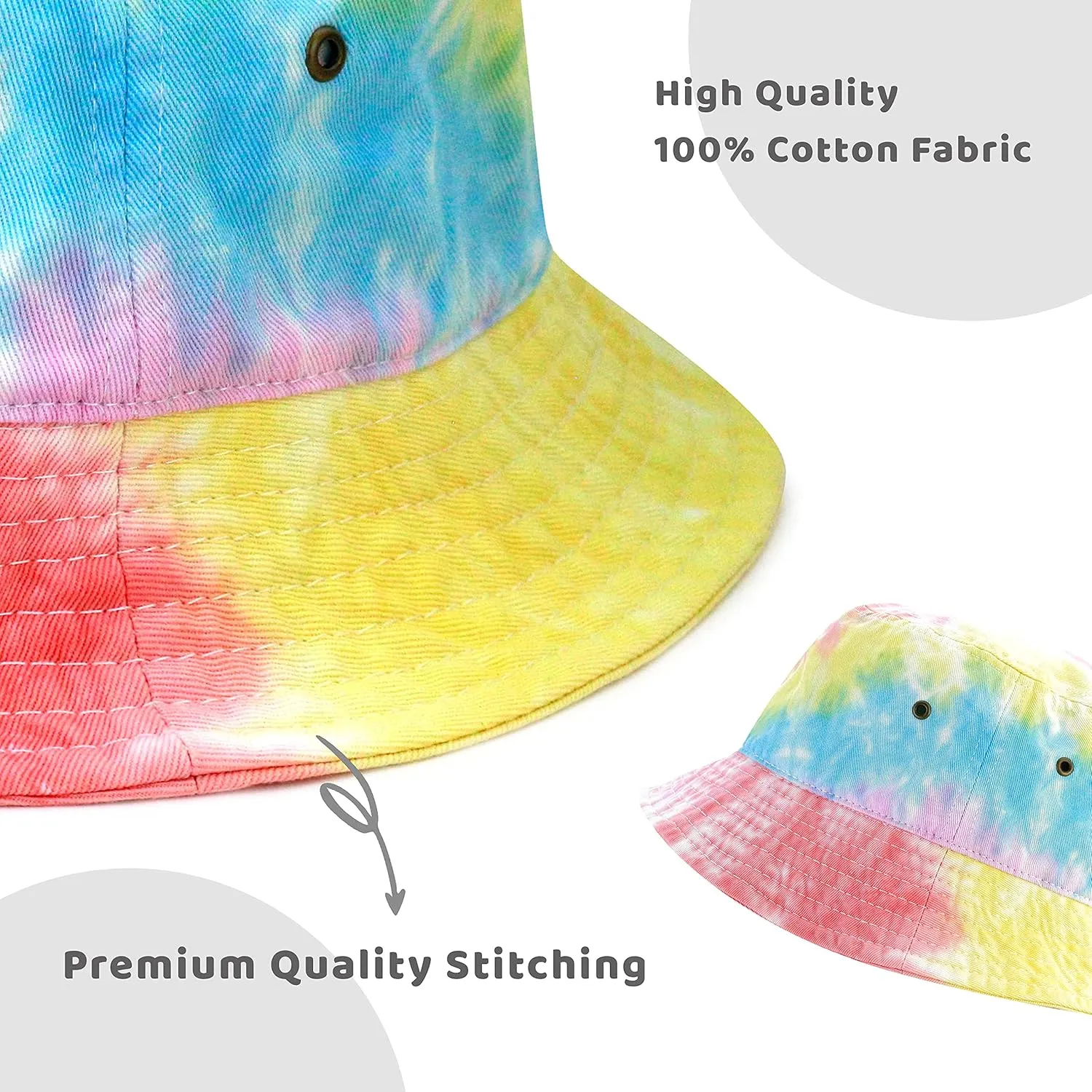 The Hat Depot Bucket Hat - Unisex 100% Cotton & Denim UPF 50 Packable Summer Travel Beach Sun Hat