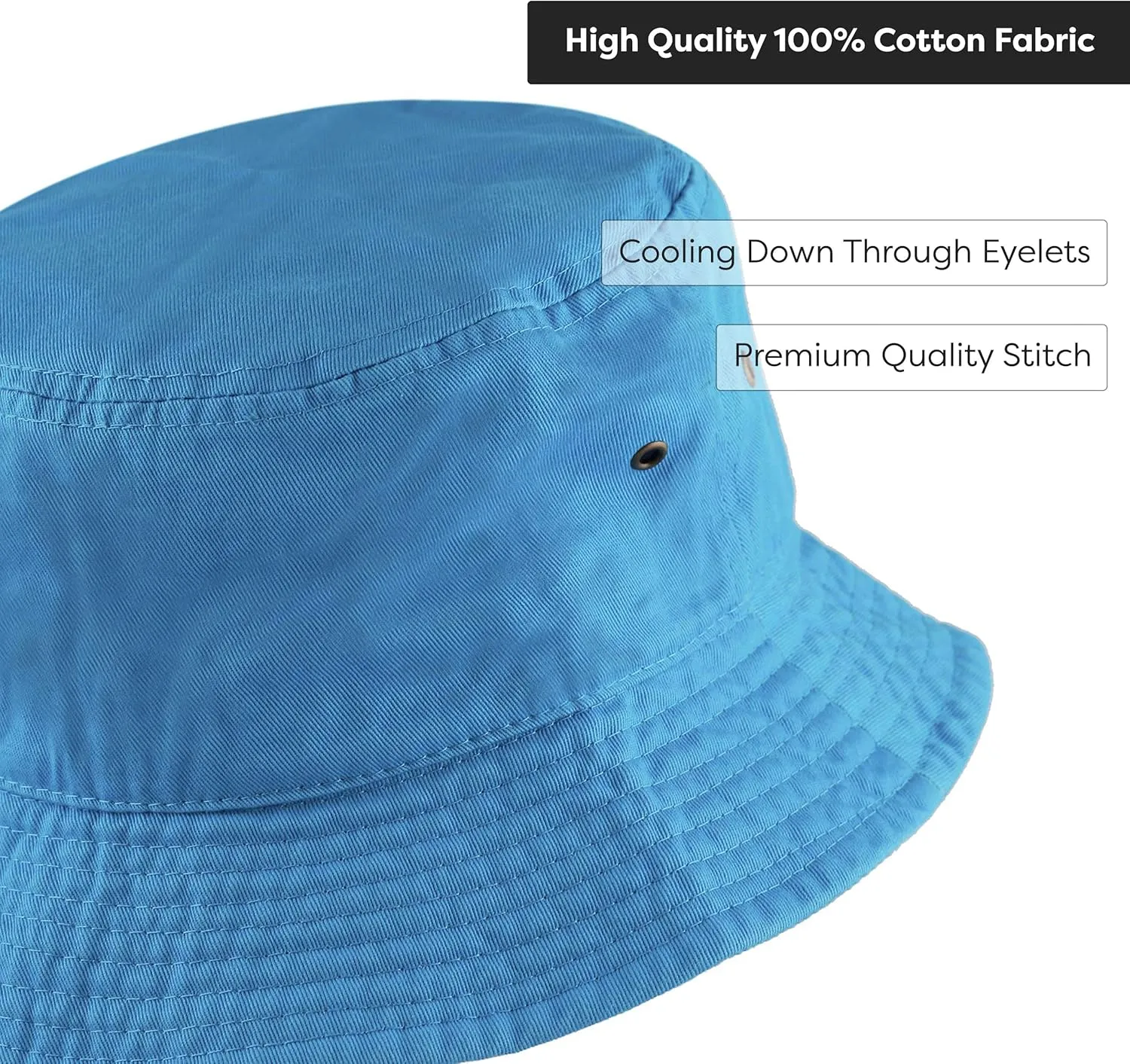 The Hat Depot Bucket Hat - Unisex 100% Cotton & Denim UPF 50 Packable Summer Travel Beach Sun Hat