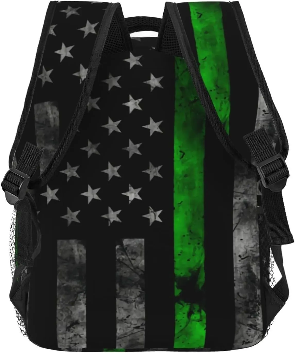 Thin Green Line American Flag Backpacks 15in Laptop Backpack Multipurpose Double Shoulder Bag For Men Women Gifts