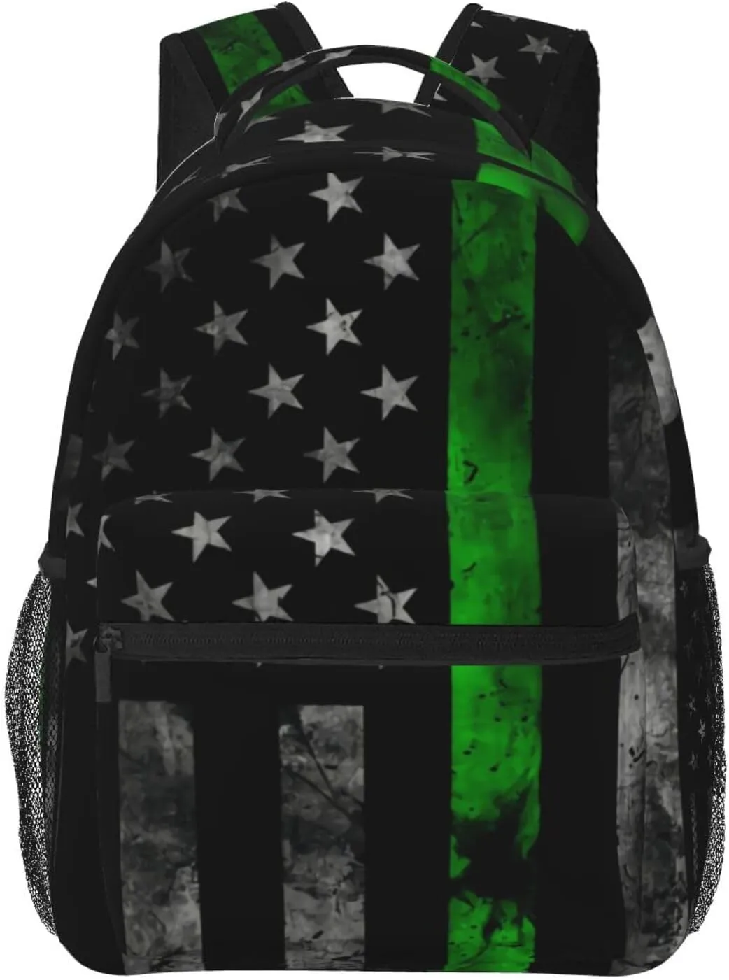 Thin Green Line American Flag Backpacks 15in Laptop Backpack Multipurpose Double Shoulder Bag For Men Women Gifts