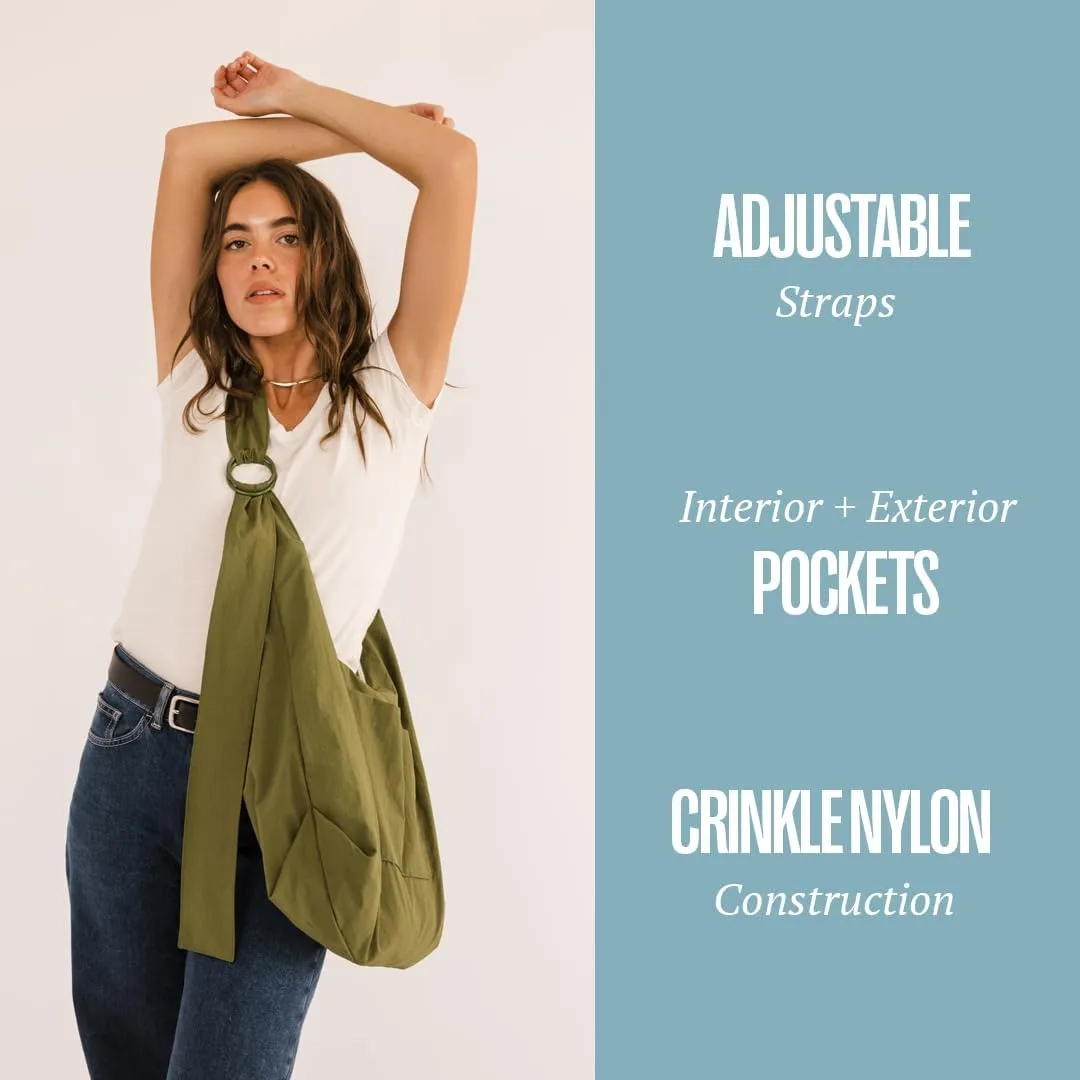 Thread Wallets Slouchy Bag for Women & Men - Crescent Sling Bag with Adjustable Strap and Zip Pocket, Unstructured & Foldable