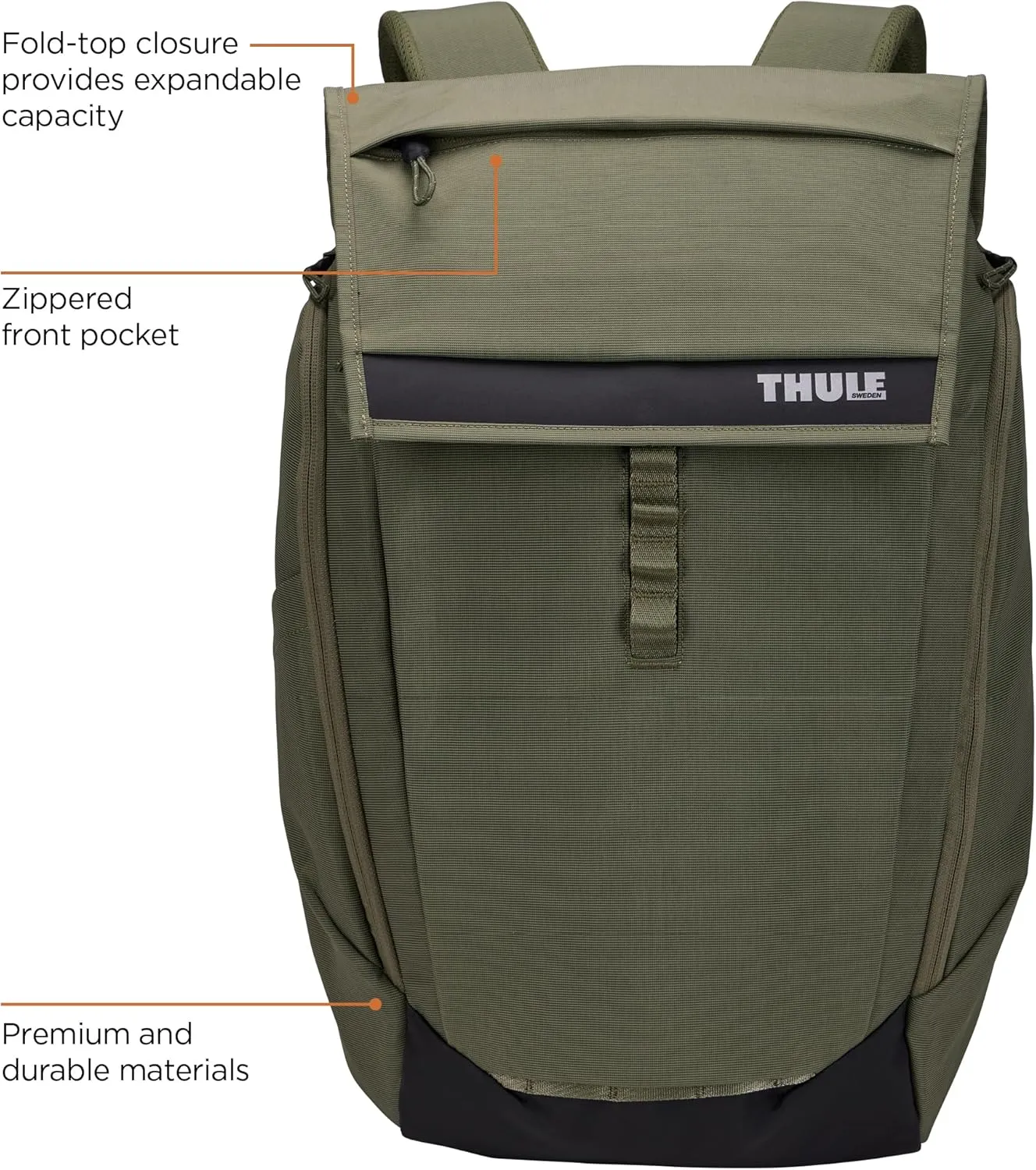 Thule Paramount 27L Backpack - Commuter Backpack - Padded Pocket fits a 16" Laptop, Soft Green