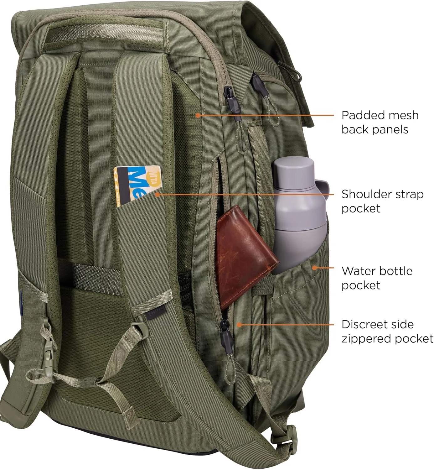 Thule Paramount 27L Backpack - Commuter Backpack - Padded Pocket fits a 16" Laptop, Soft Green