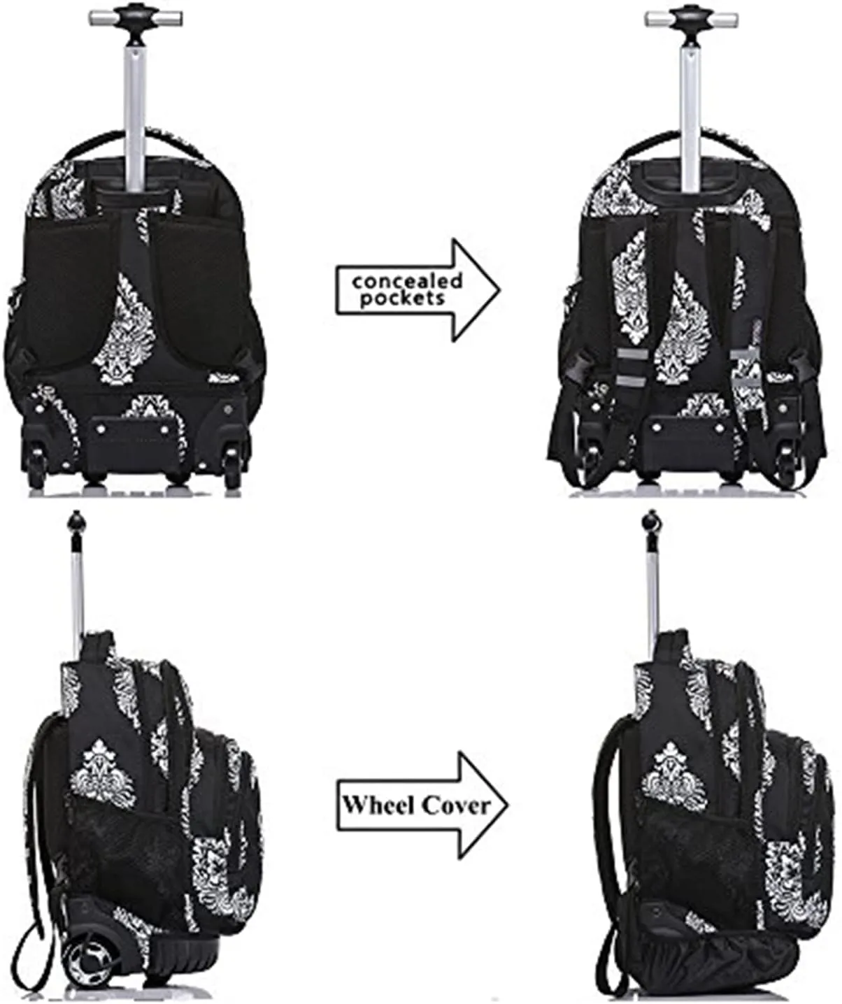 Tilami Rolling Backpack 18 Inch with Pencil Case School for Boys Girls (Totem)