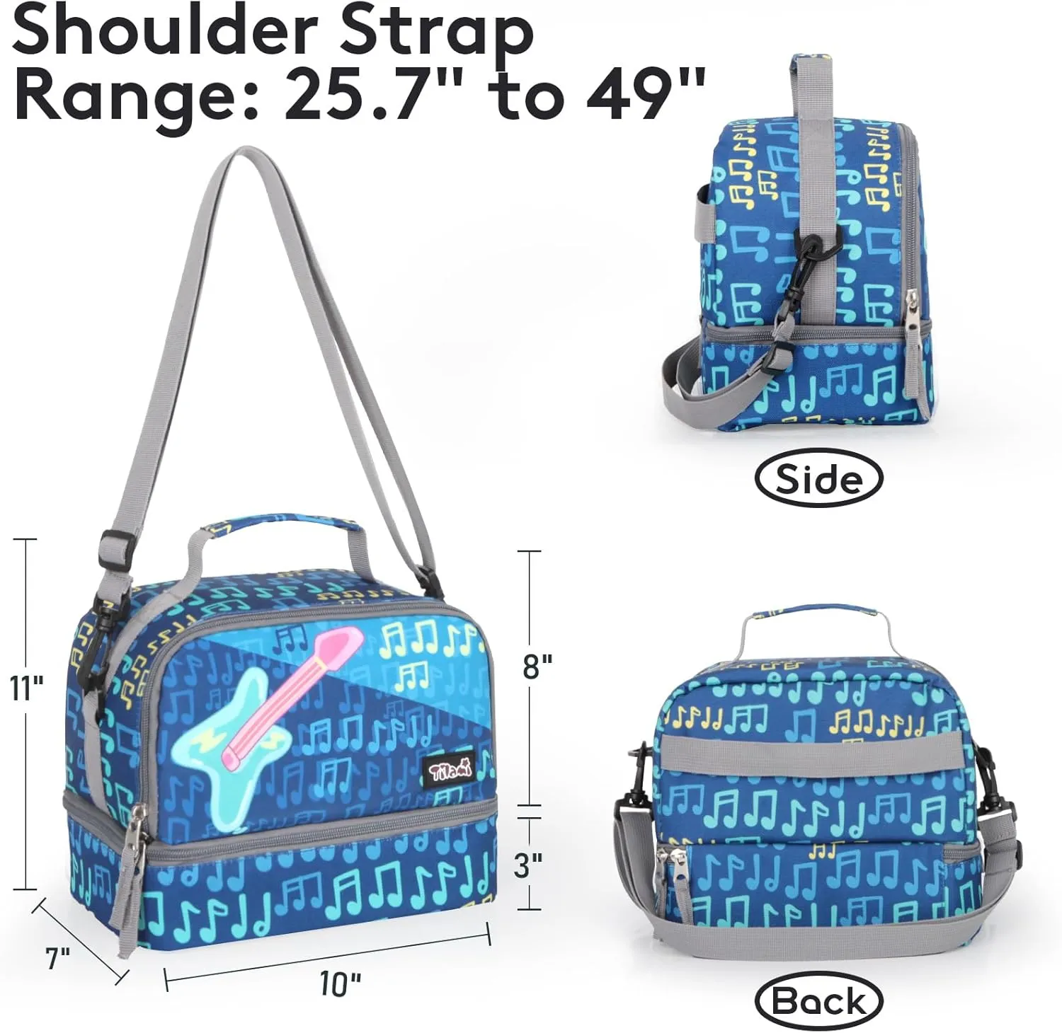 Tilami Rolling Backpack for Kids 18 Inch Wheeled Bookbag for Boys & Girls for School & Travel,Gitar