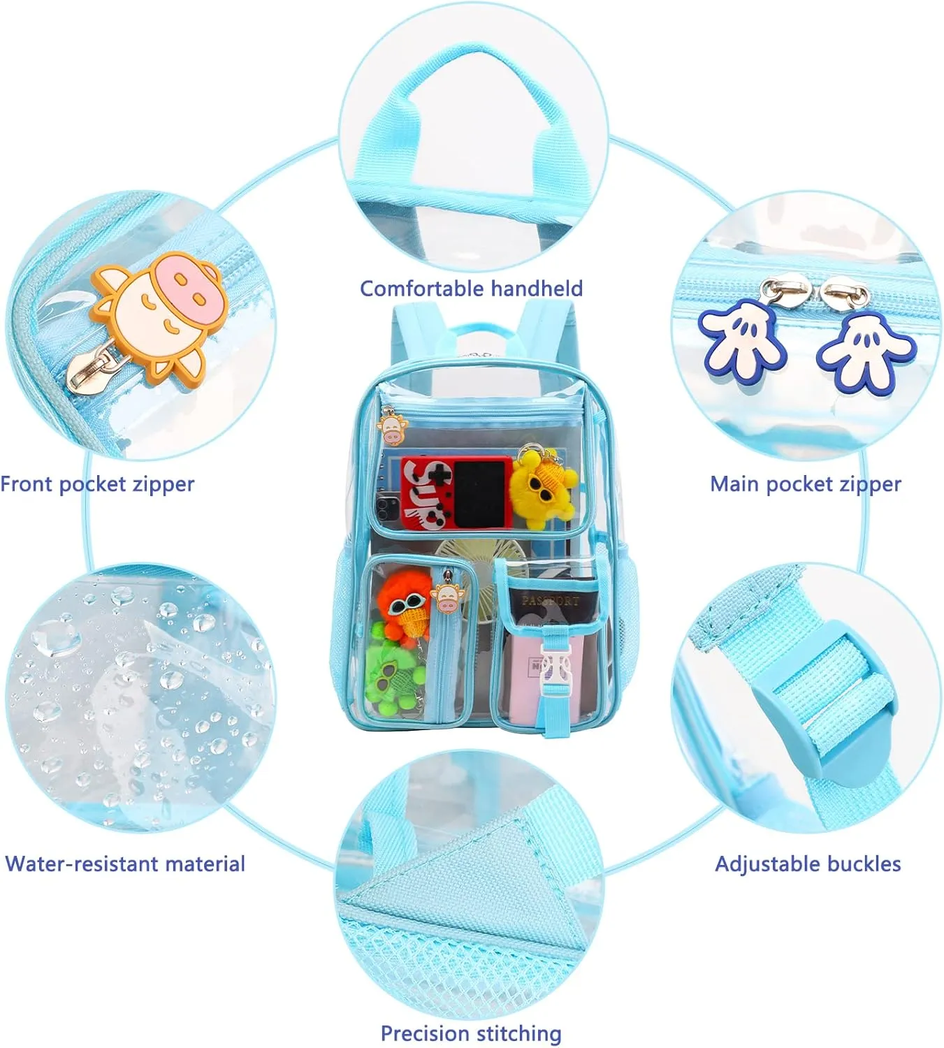 TINYAT Clear Backpack Heavy Duty Transparent Backpack Large Clear Bag See Through Bag for College, Concerts Sports T9063