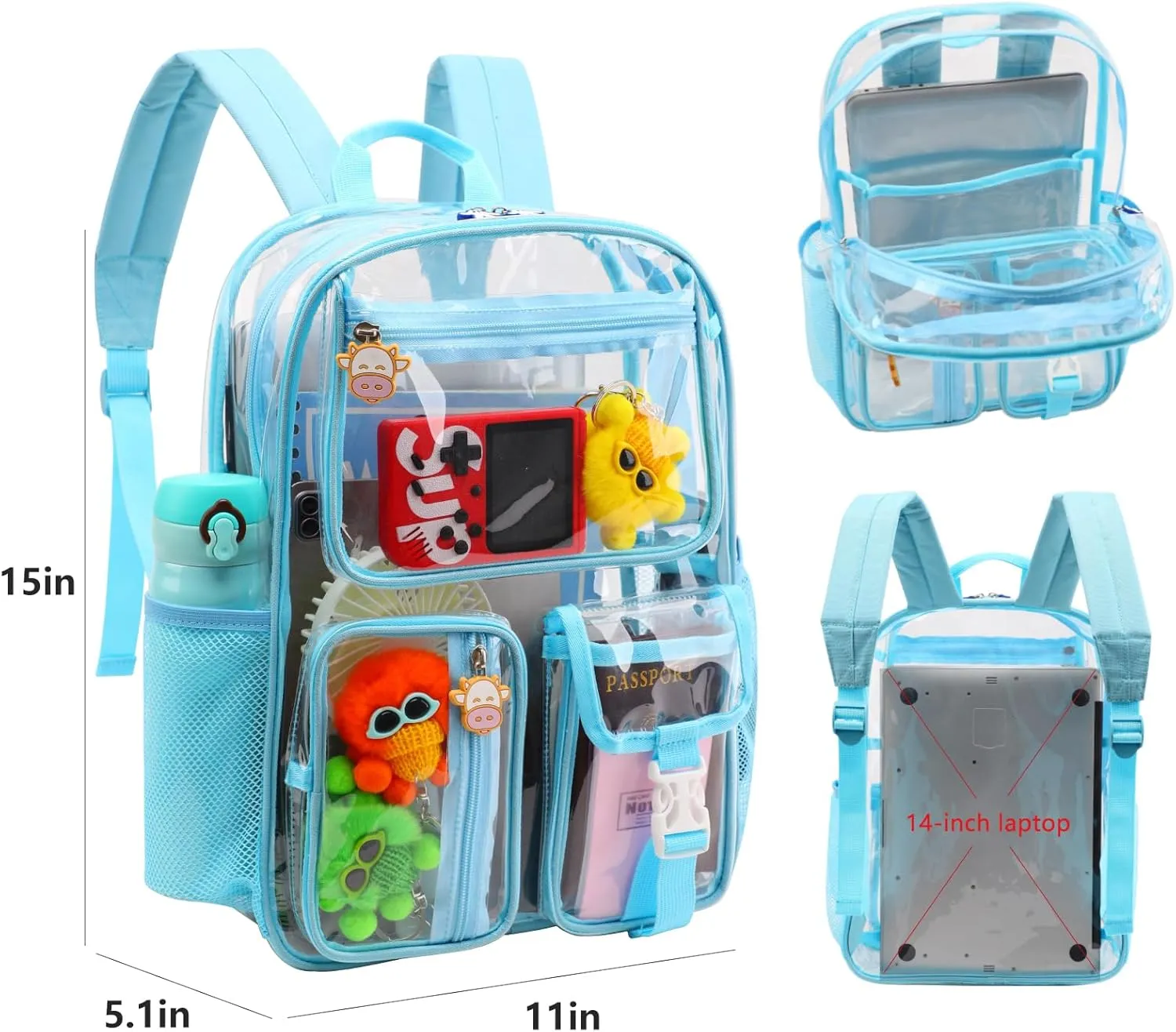 TINYAT Clear Backpack Heavy Duty Transparent Backpack Large Clear Bag See Through Bag for College, Concerts Sports T9063