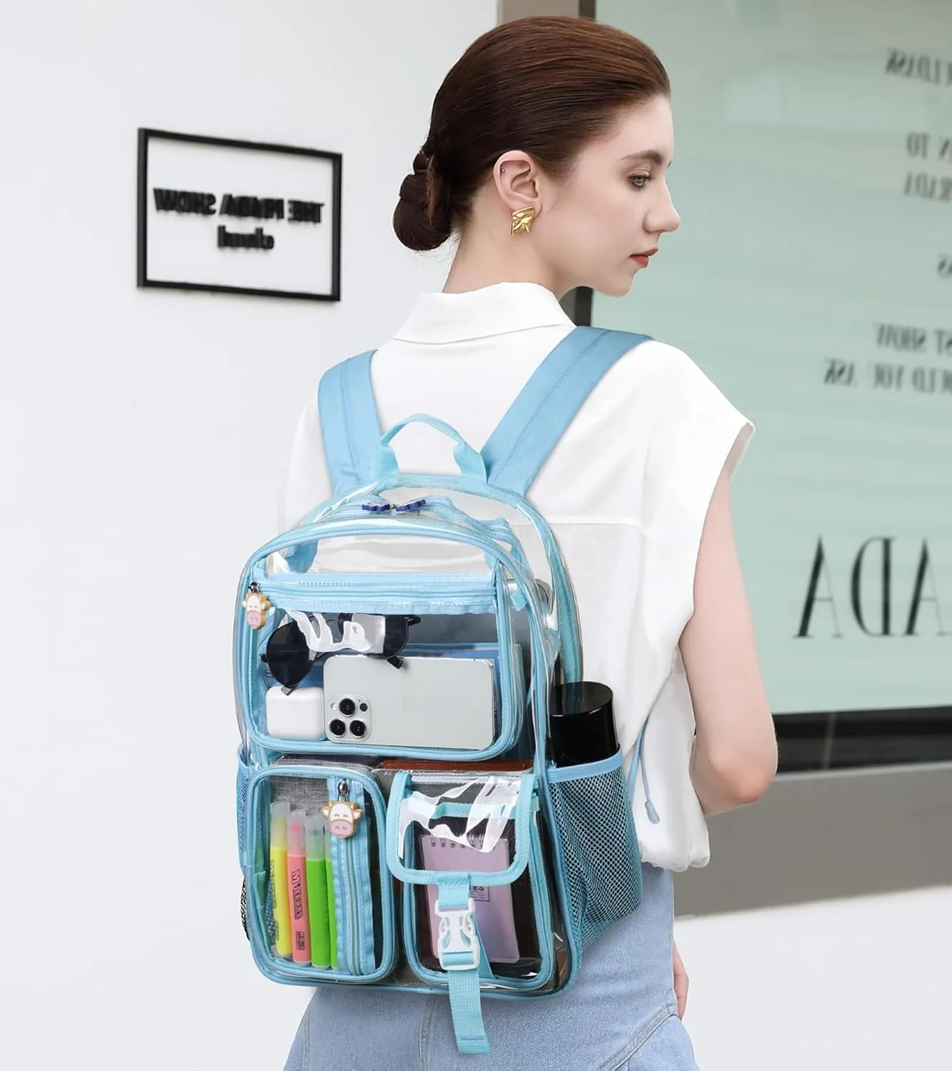 TINYAT Clear Backpack Heavy Duty Transparent Backpack Large Clear Bag See Through Bag for College, Concerts Sports T9063