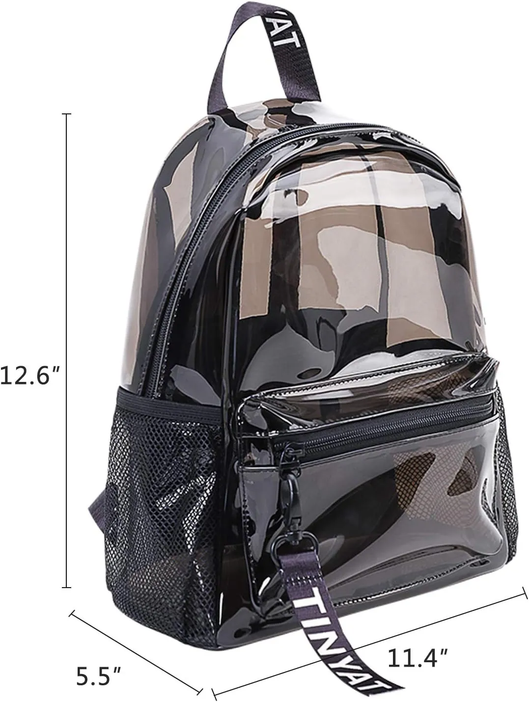 TINYAT Small Clear backpack for Women See Through Clear Bag Cute Transparent Backpack for Work, Concerts, Sports, Travel