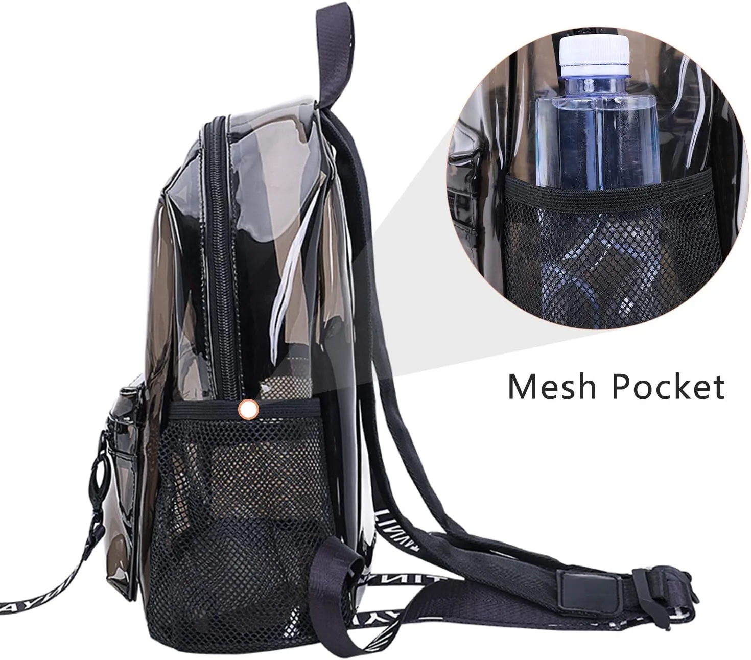 TINYAT Small Clear backpack for Women See Through Clear Bag Cute Transparent Backpack for Work, Concerts, Sports, Travel