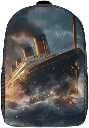 Titanic Cruise Ship Boat 17 Inch Backpack Travel Laptop Dayback Shoulder Back Pack for Men Women