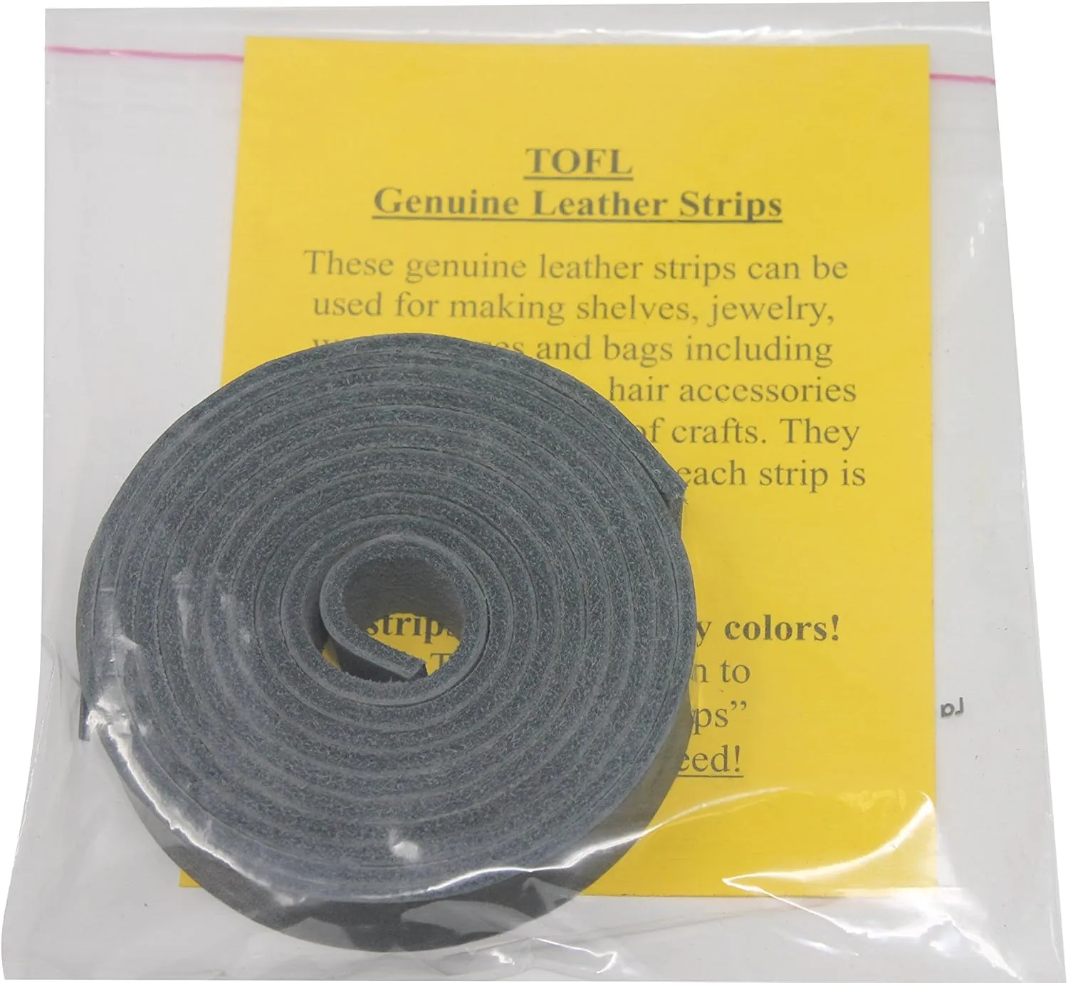 TOFL Genuine Top-Grain Leather Strap | 72 Inches Long | 1 Inch Wide | 1/16 Inch Thick (4-5 oz) | 1 Leather Strip for DIY Arts & Craft Projects, Clothing, Jewelry, Wrapping | Smokey Gray