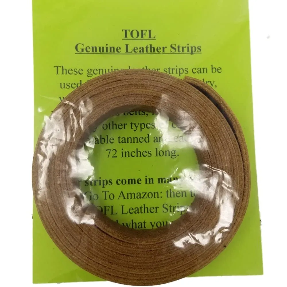 TOFL Genuine Top-Grain Leather Strap | 72 Inches Long | 1/2 Inch Wide | 1/8 Inch Thick (7-8 oz) | 1 Leather Strip for DIY Arts & Craft Projects, Clothing, Jewelry, Wrapping | Tan